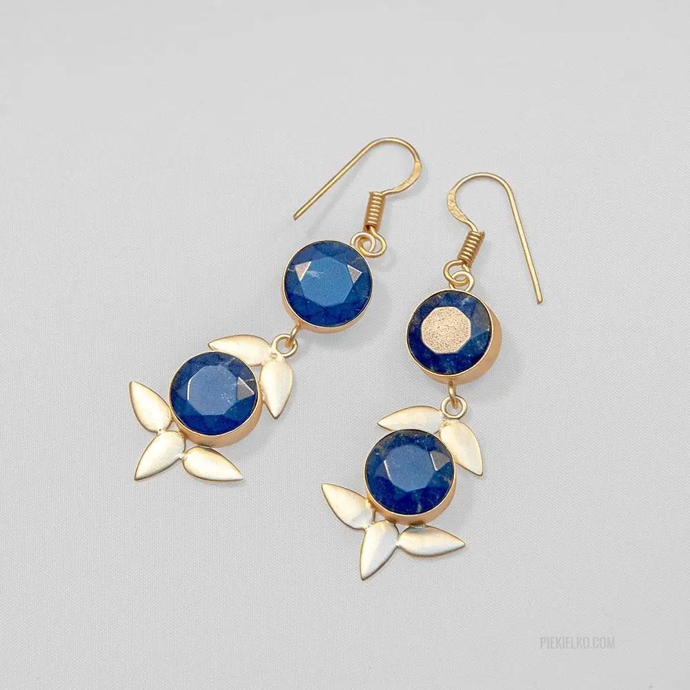 Gold-plated earrings with iolite