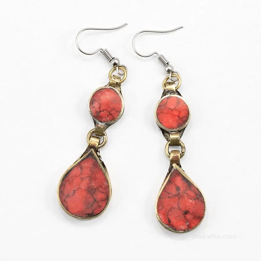 Earrings with red howlite