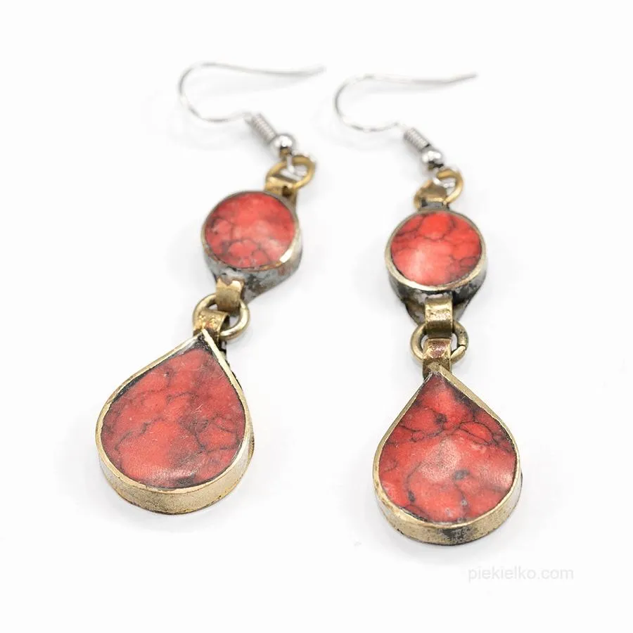 Earrings with red howlite