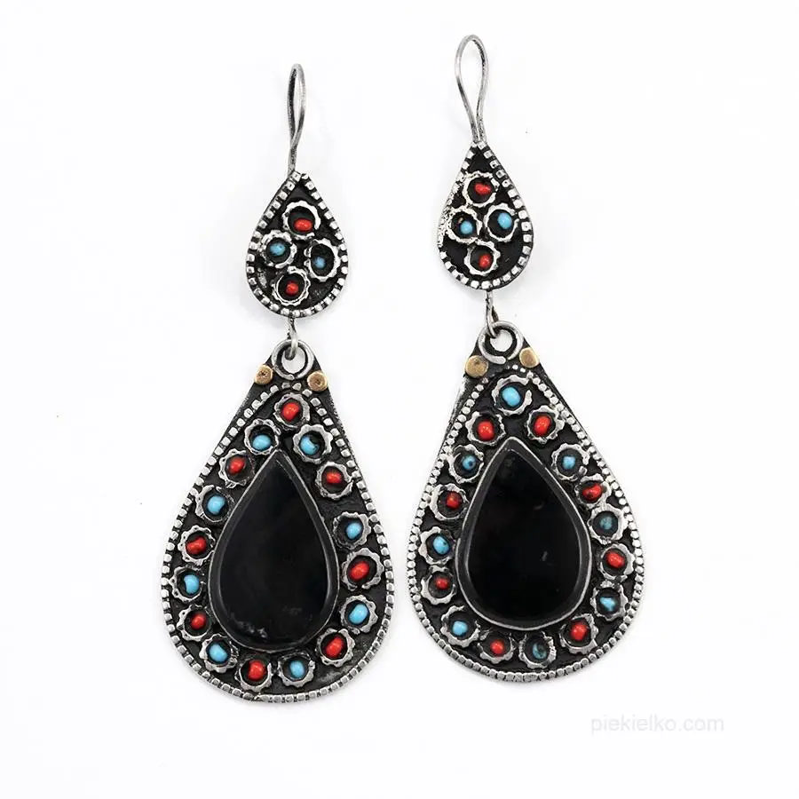 Tribal earrings - black agate
