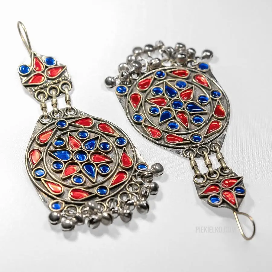 Afghan boho earrings with glasses
