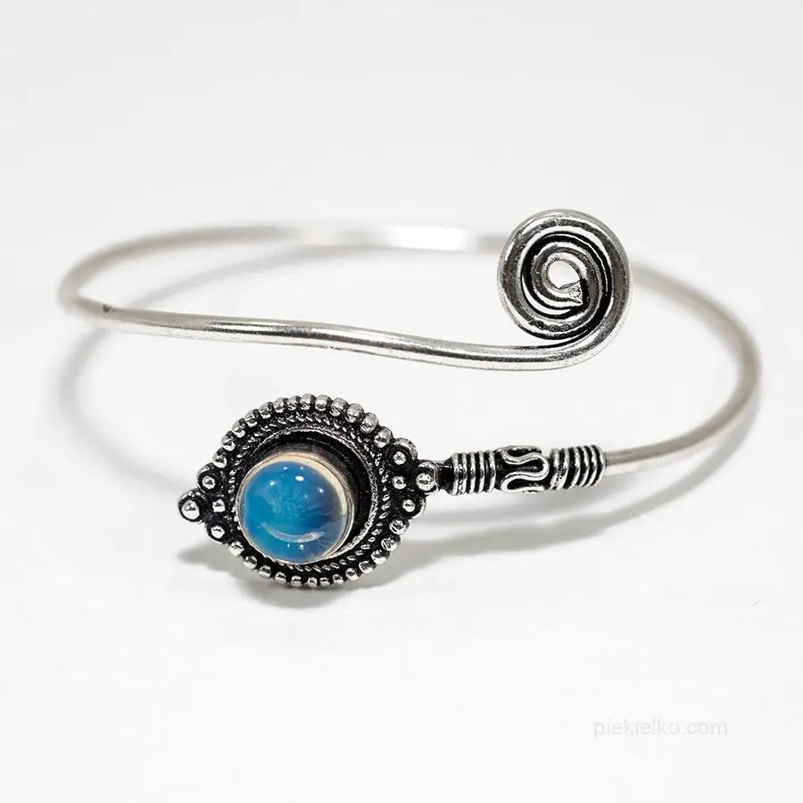 Srebrzona bransoletka chalcedon aqua
