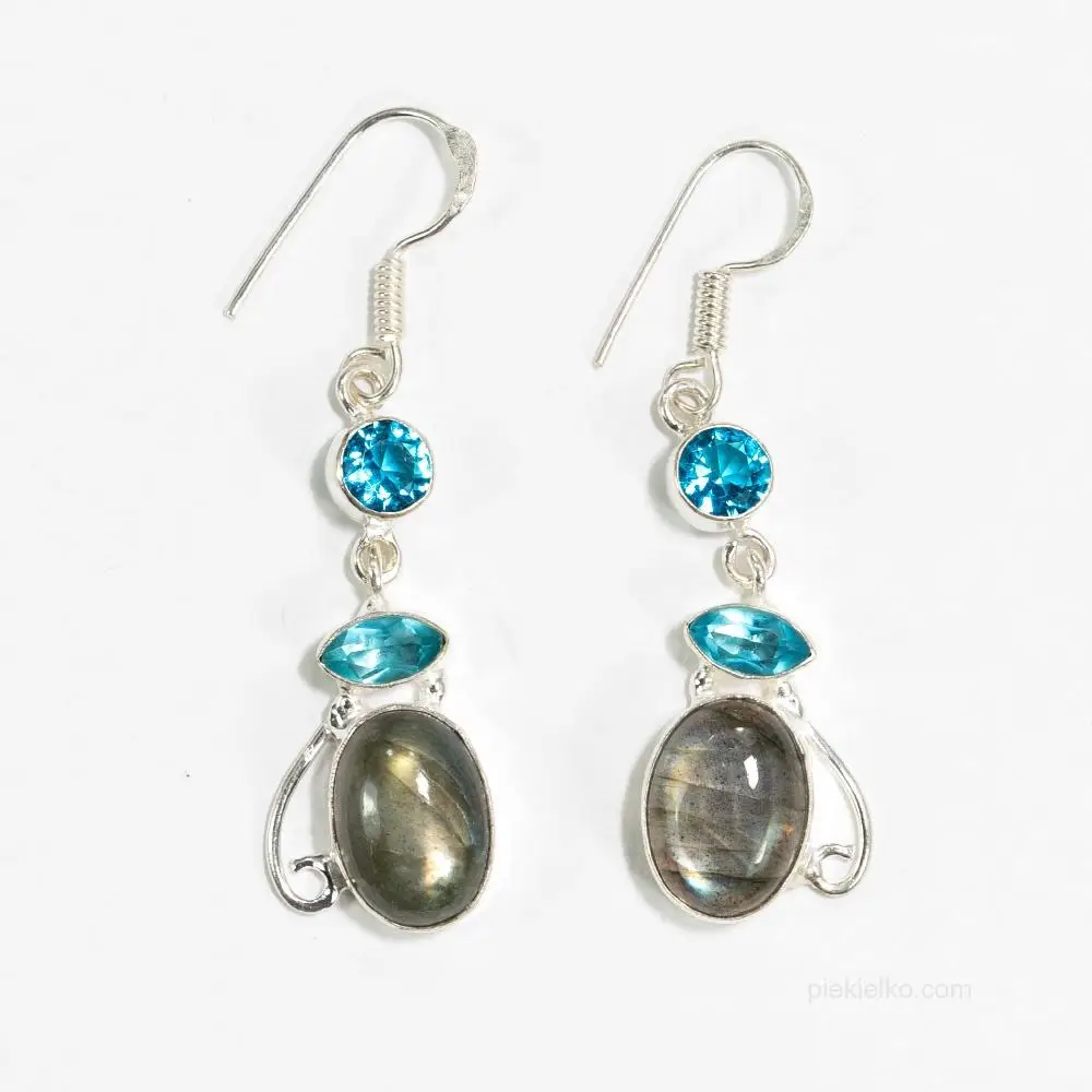 Kolczyki labradoryt blue topaz