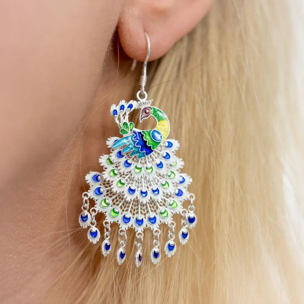 Silver earrings of the Miao tribe