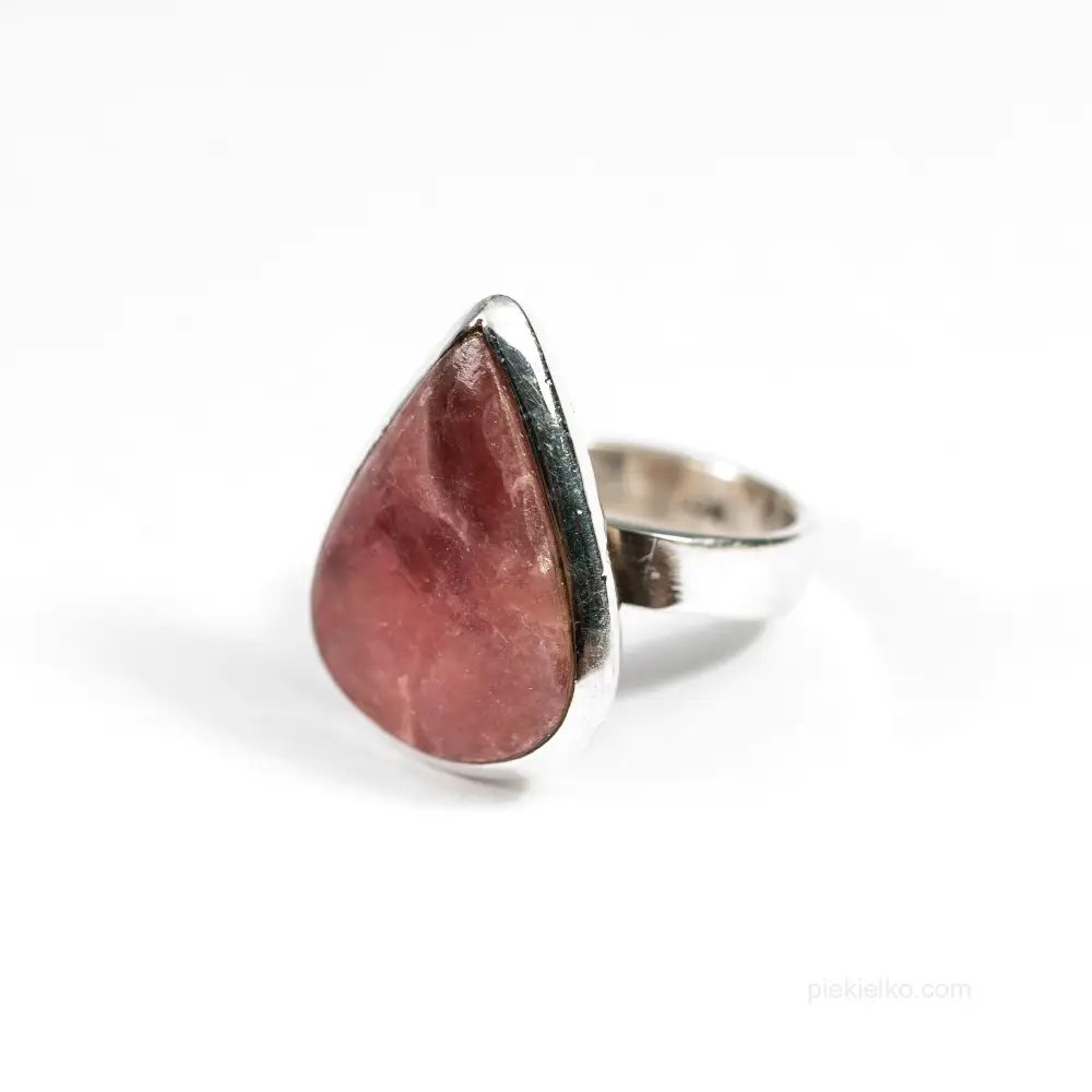 Silver ring with rhodochrosite
