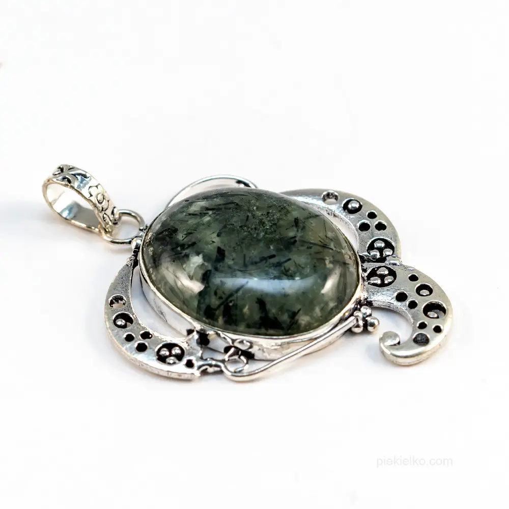 Silver-plated pendant with prehnite