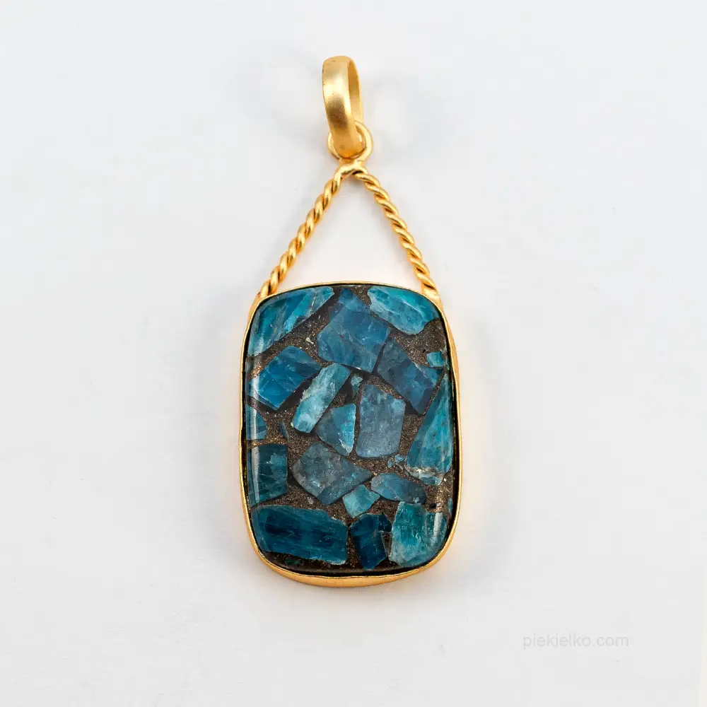 Turquoise apatite gold plated pendant
