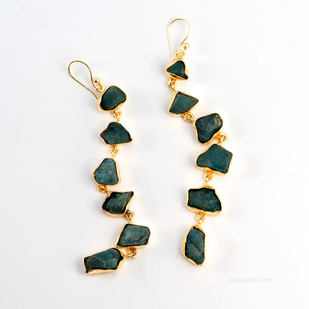 Natural apatite gold-plated earrings