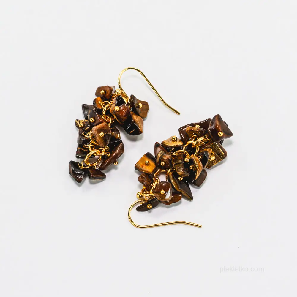 Tiger eye cluster earrings