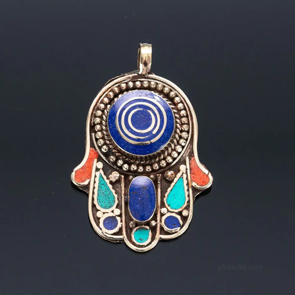 Protective hamsa pendant in Tibetan silver