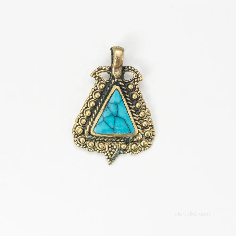Triangular pendant with a turquoise stone