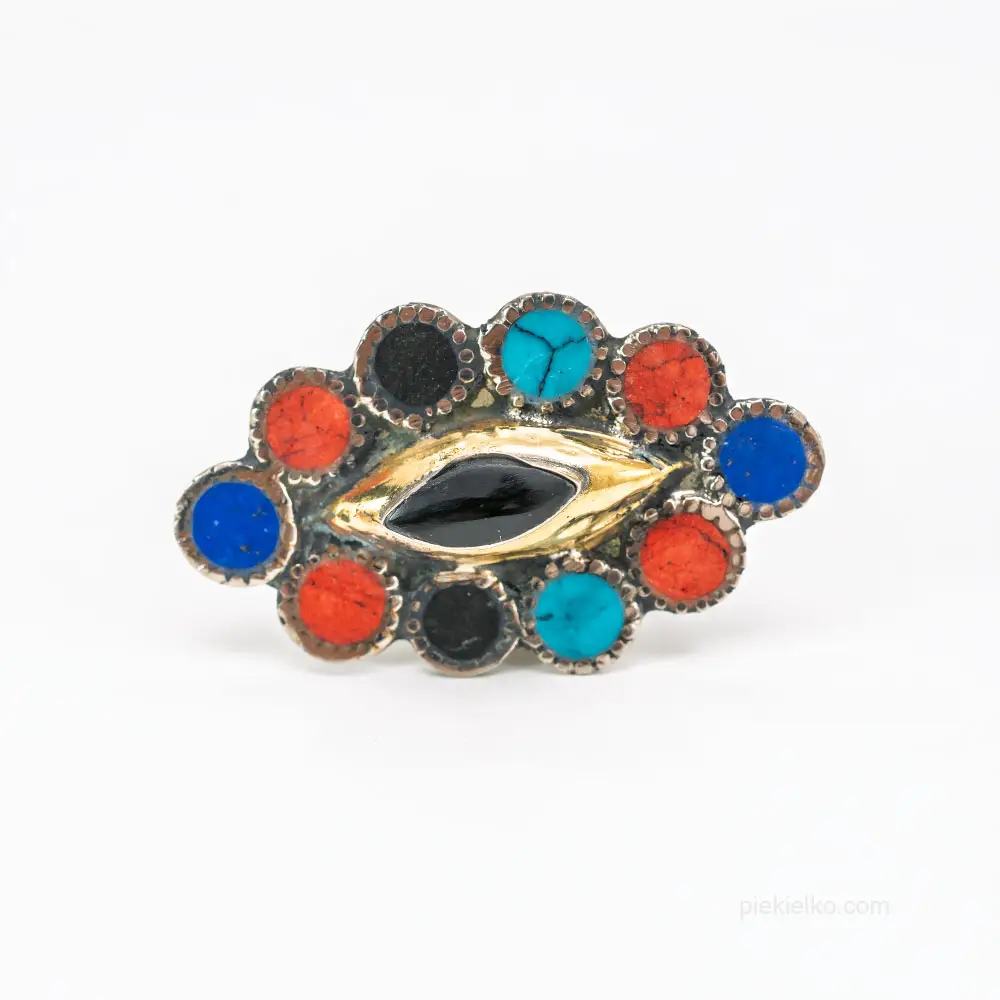 Colorful ring with black agate