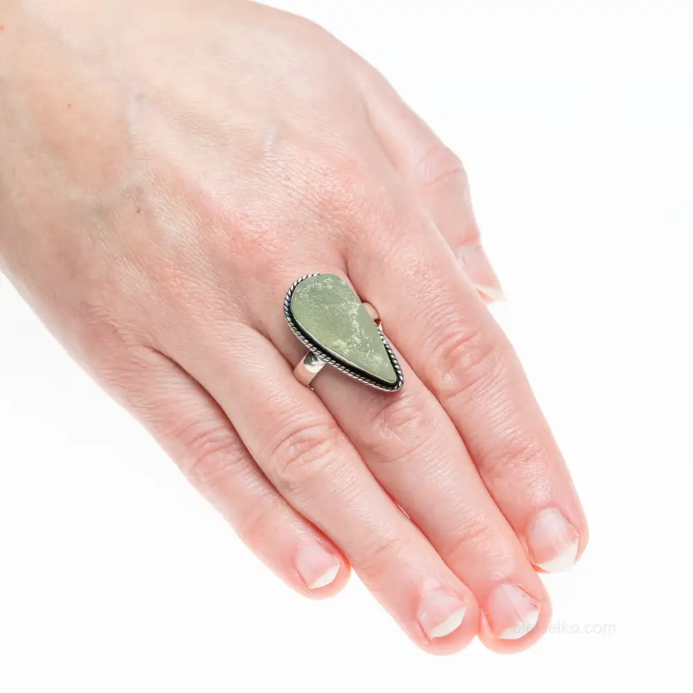 Prehnite rough rare ring