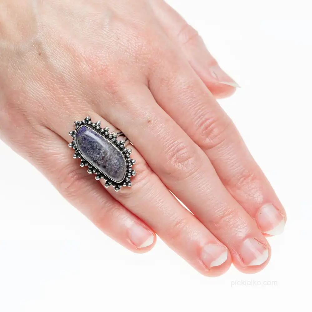 Silver plated ring with Russian Charoite
