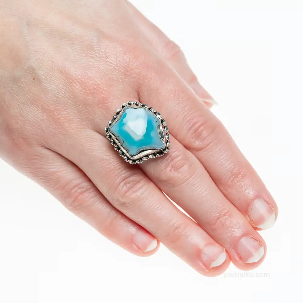 Botswana blue agate ring