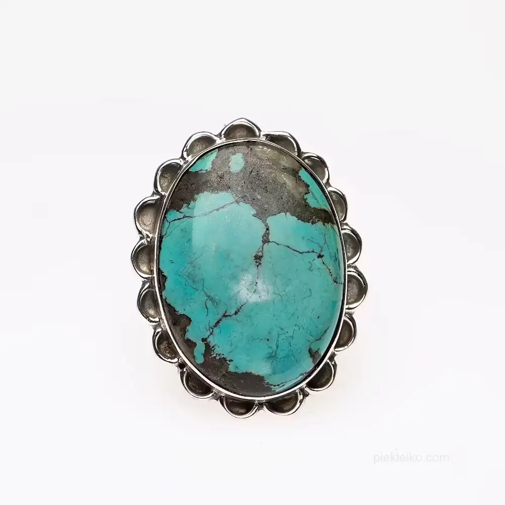 Silver ring with natural turquoise - desert drop