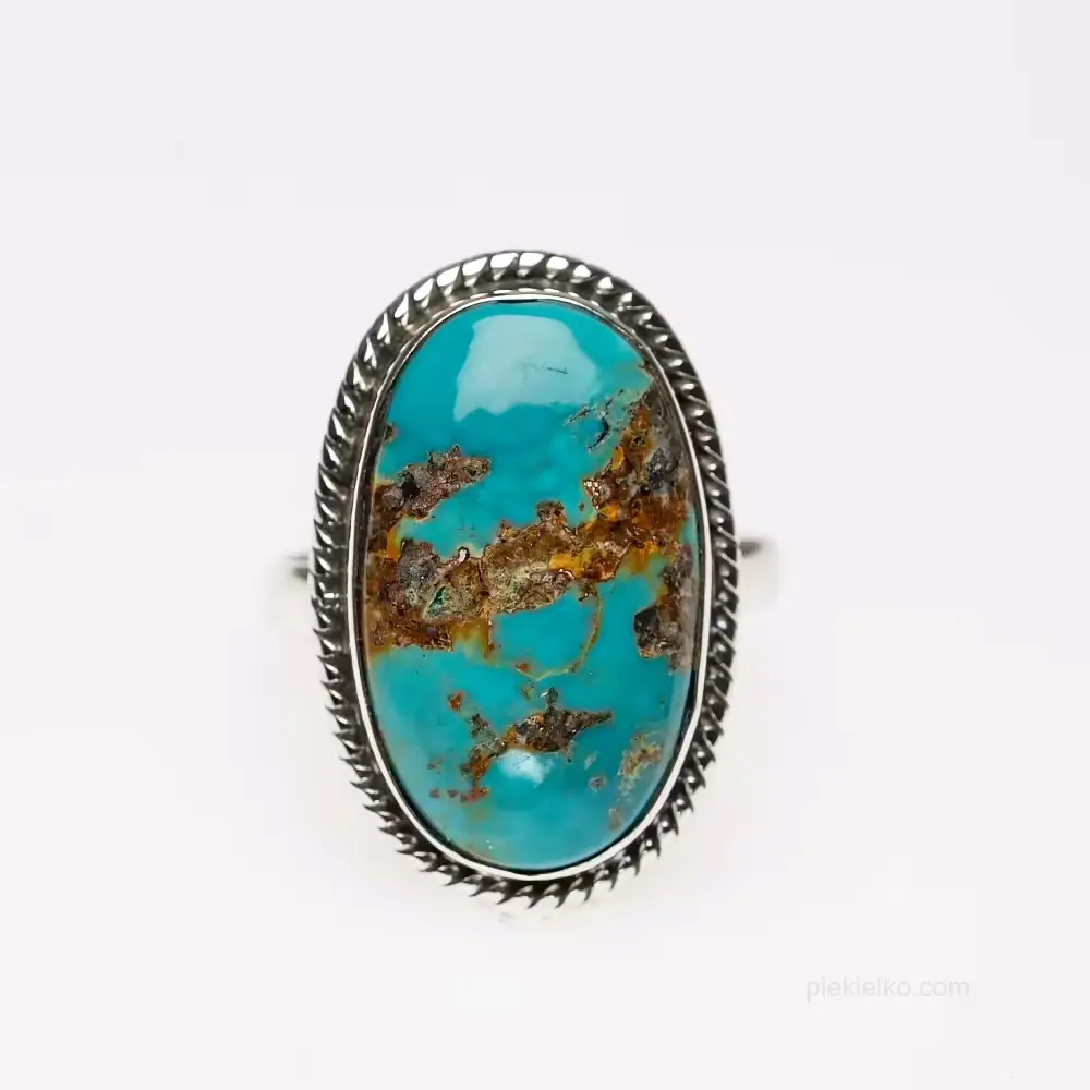 Silver ring with a large turquoise - India handmade