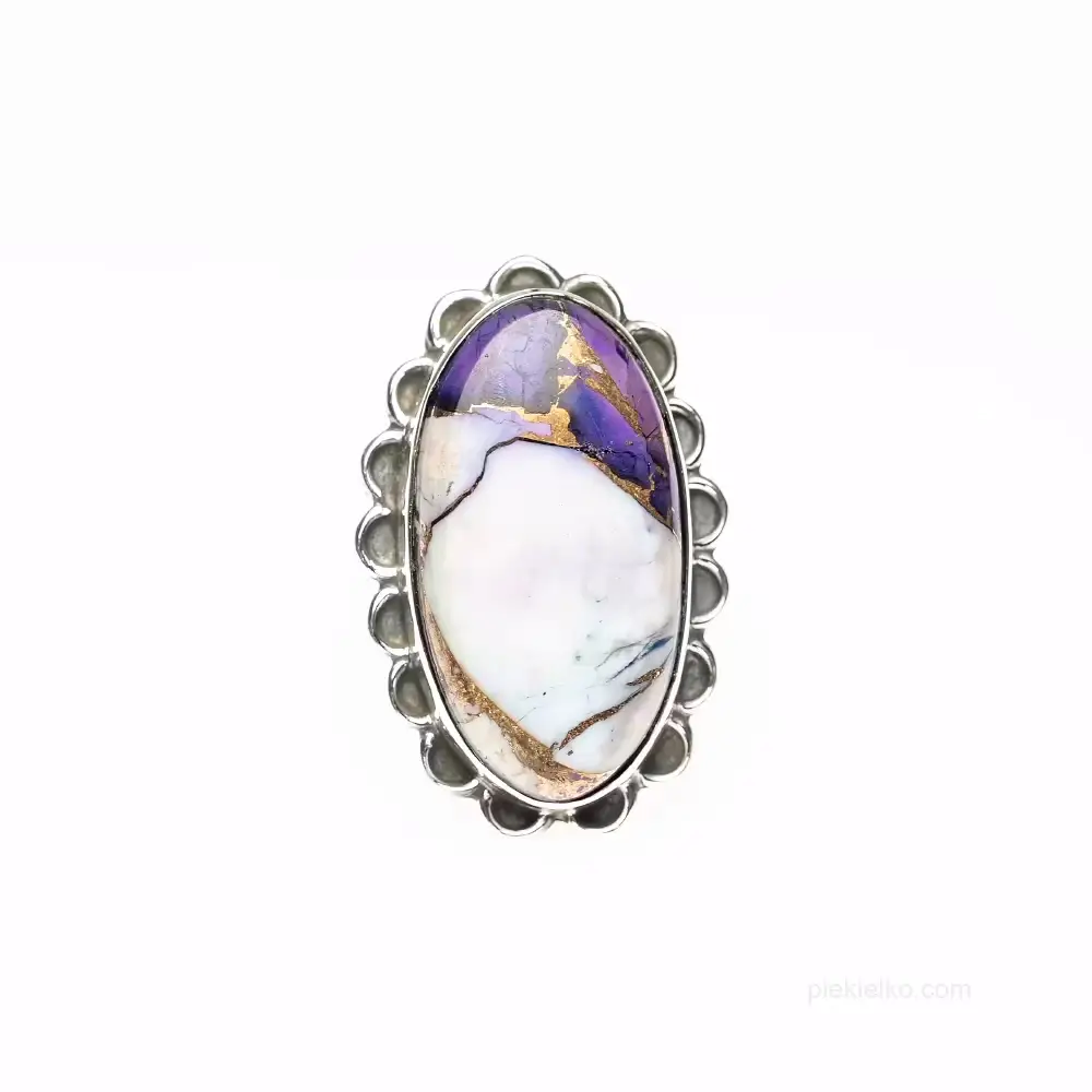 Silver ring with turquoise - pink and purple, oxidized