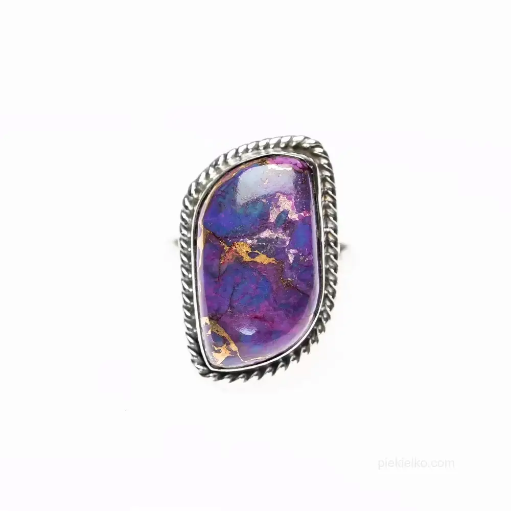 Adjustable silver ring with spiny oyster composite