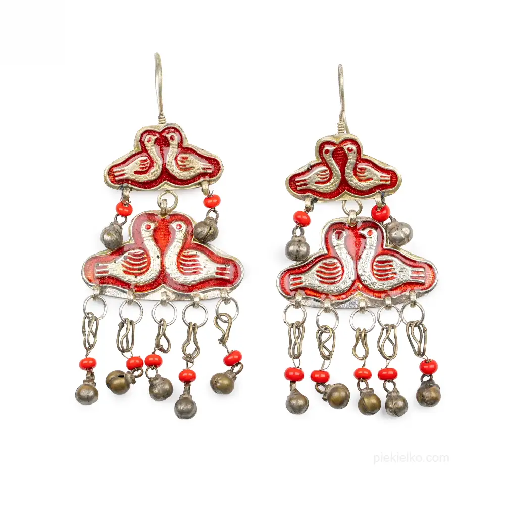 Kolczyki Ptasia Pieśń czerwony