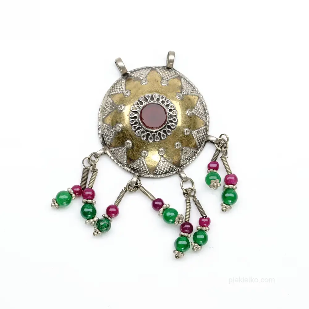 Kazakh silver pendant with carnelian