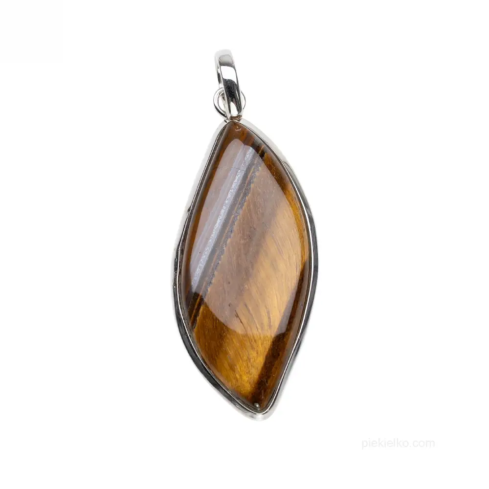Silver pendant with natural tiger eye &ndash; teardrop