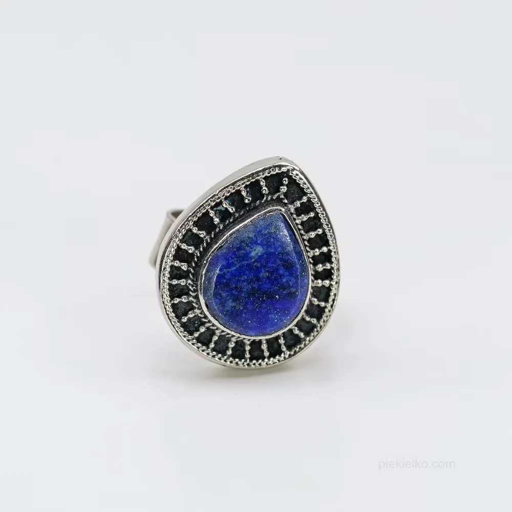 Pakistański pierścień łza z lapis lazuli