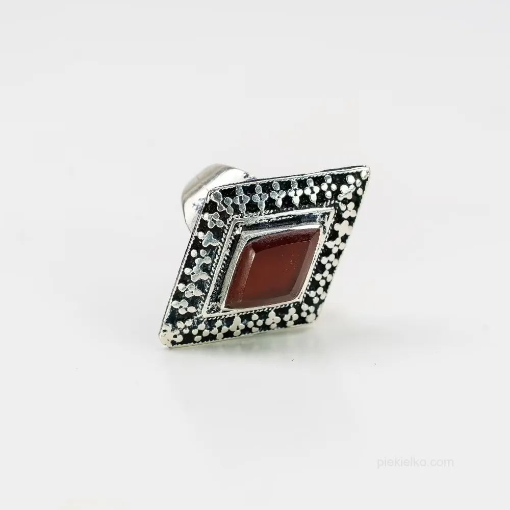 Square signet ring with red carnelian