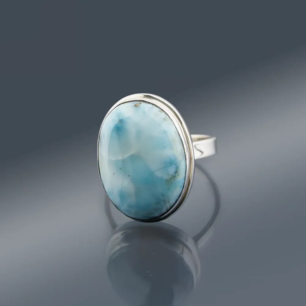 Larimar Oval &ndash; Srebrny Regulowany Pierścień 925