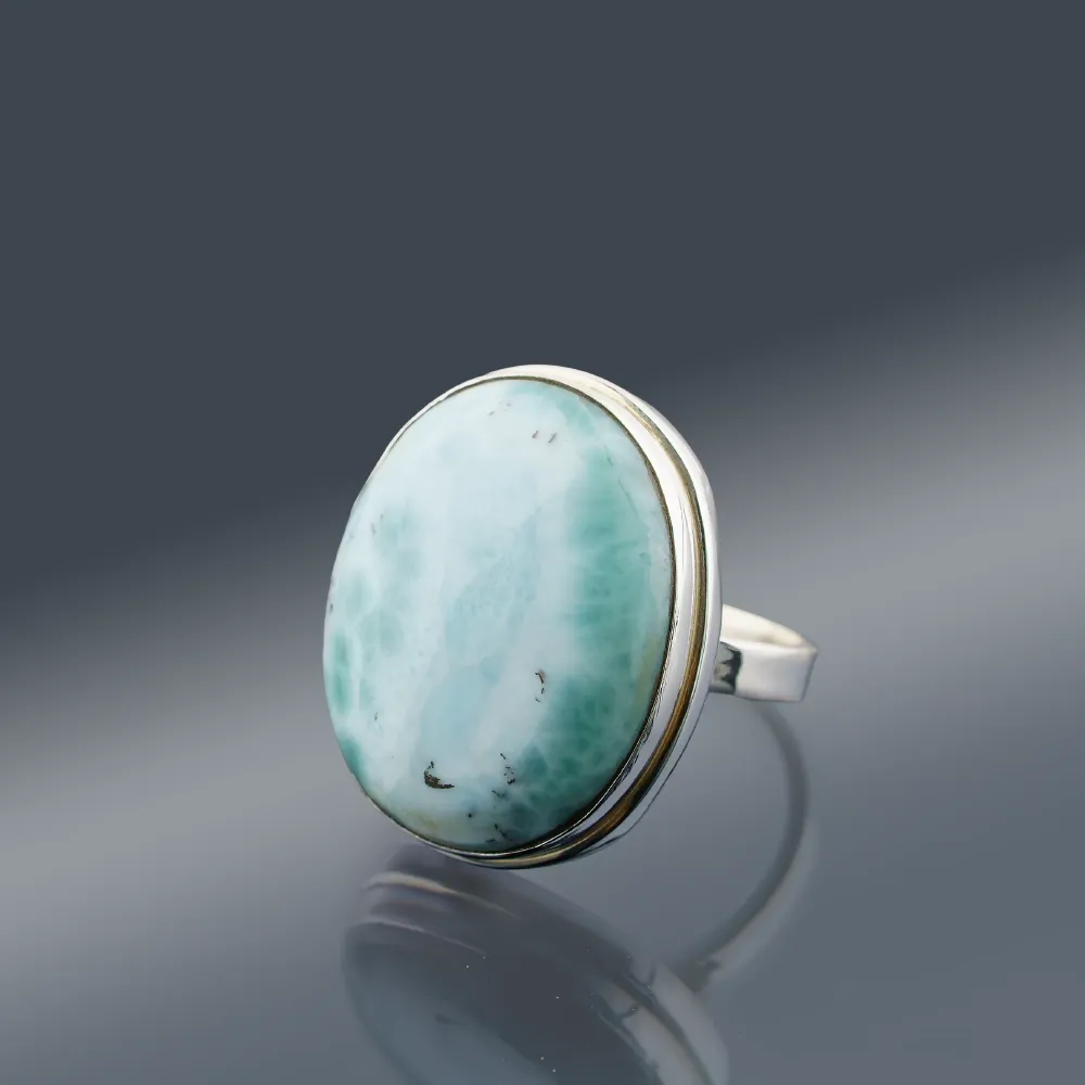 Larimar Sea Mist &ndash; Srebrny Pierścień 925