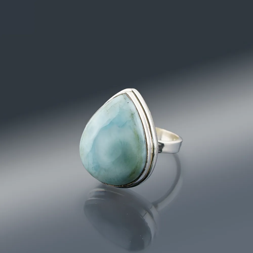 Larimar Teardrop &ndash; Srebrny Pierścień 925