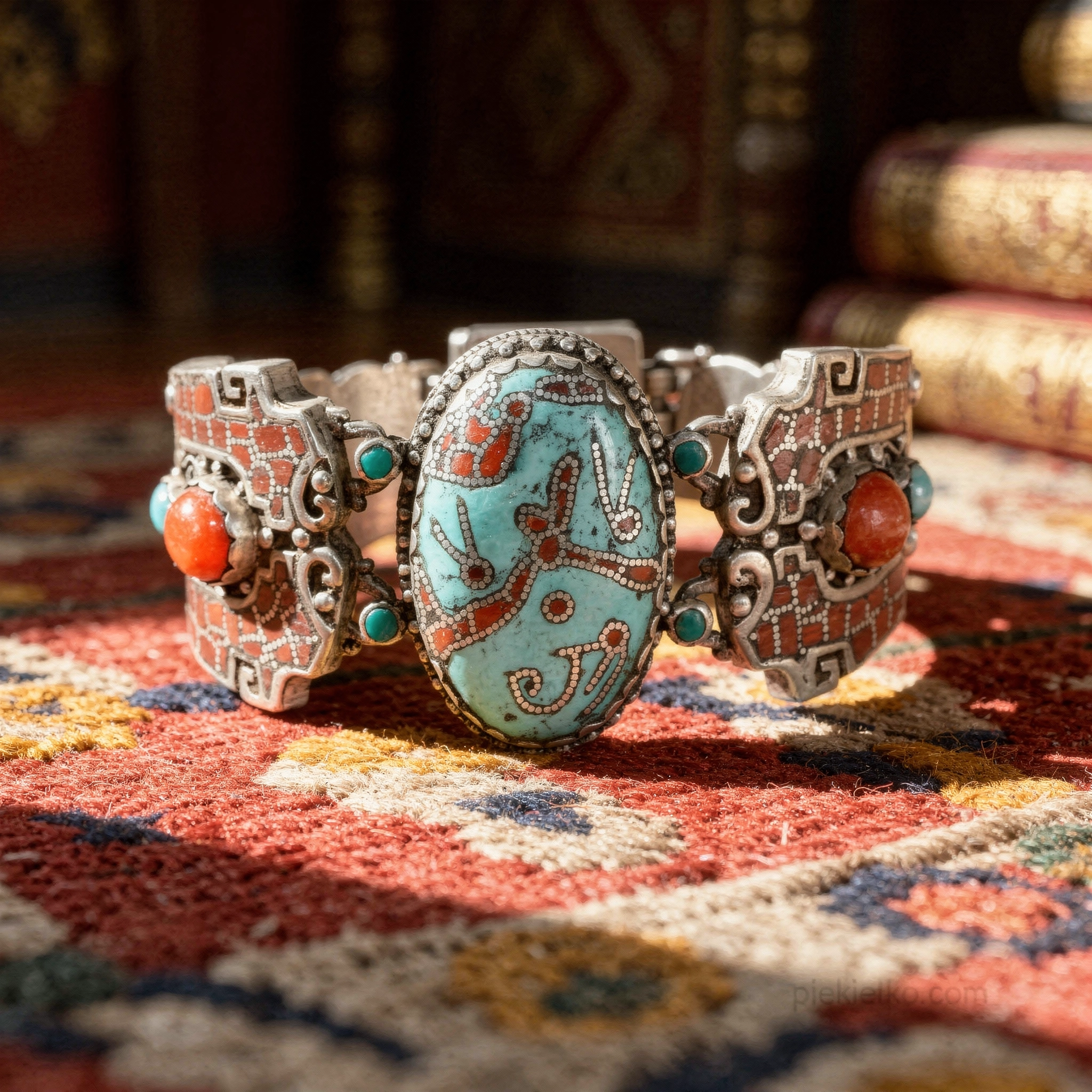 Nepalese Bracelet with Turquoise S925