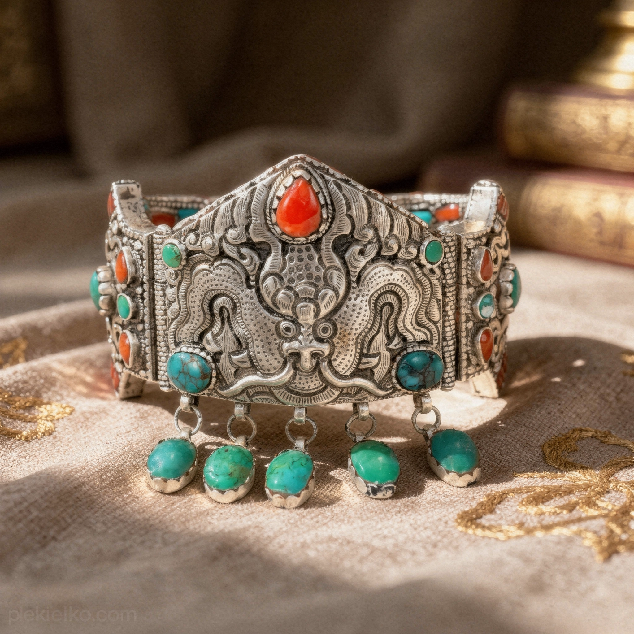 Unique Nepalese Bracelet with natural gemstones S925